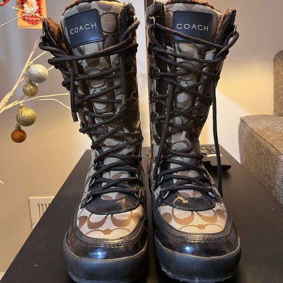 COACH PEGGY BOOTS LACE UP SNOW BOOTS MID CALF Y2K SIZE 7 - Picture 3 of 8